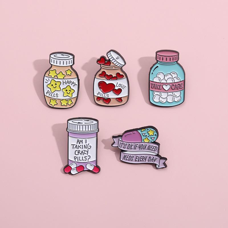 Alloy Brooch Personalized In Fun Cartoon Candy Bottle Design For Stylish Wear