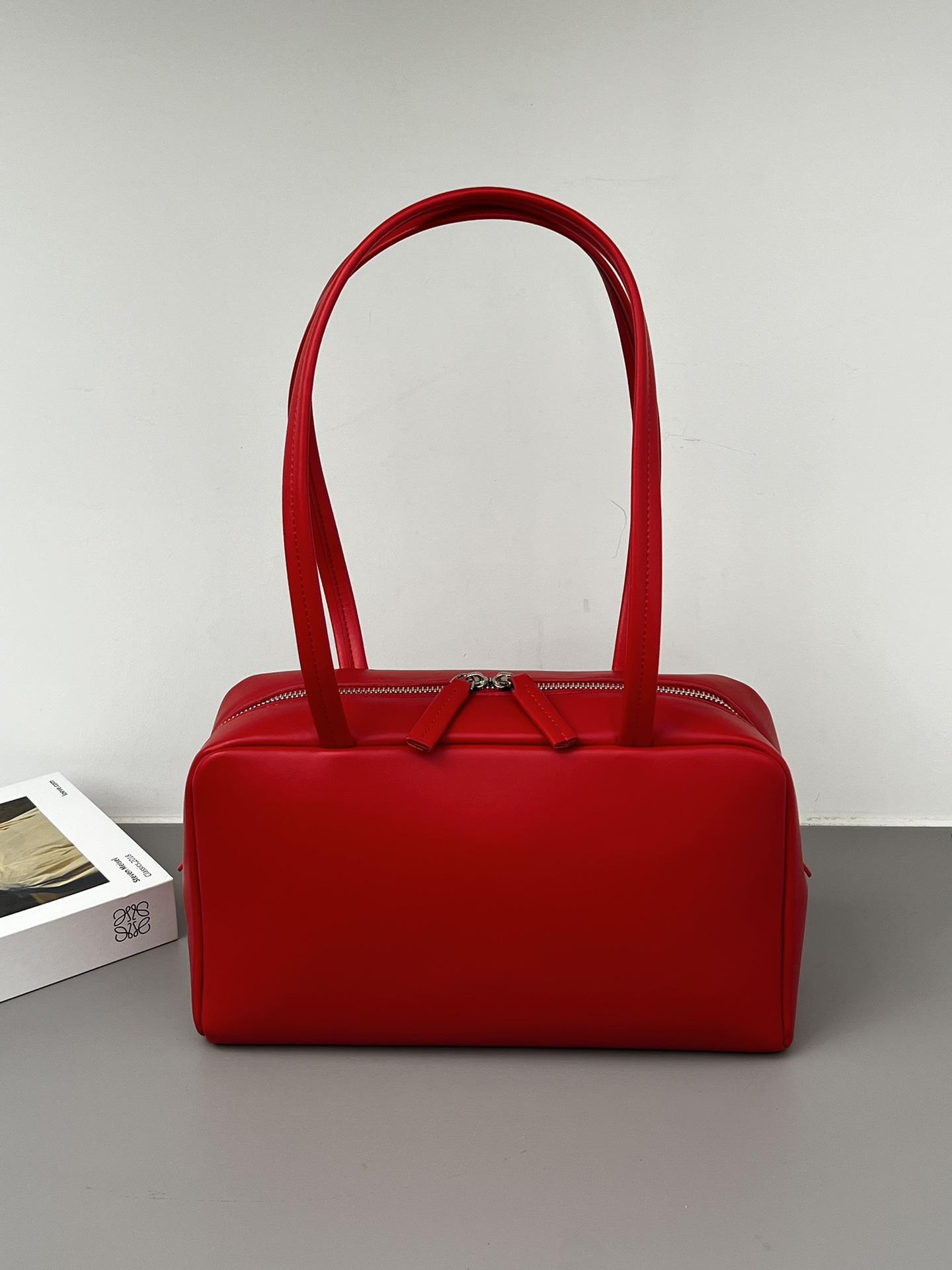 

Минималистская сумка-тоут для боулинга из натуральной кожи 2025 года – женская сумка через плечо под мышкой красный