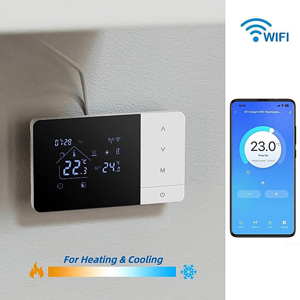 Smart Battery Powered Thermostat for Gas Boiler Heating/Cooling Temperature for Home APP Voice Control Wifi Actuator Pump