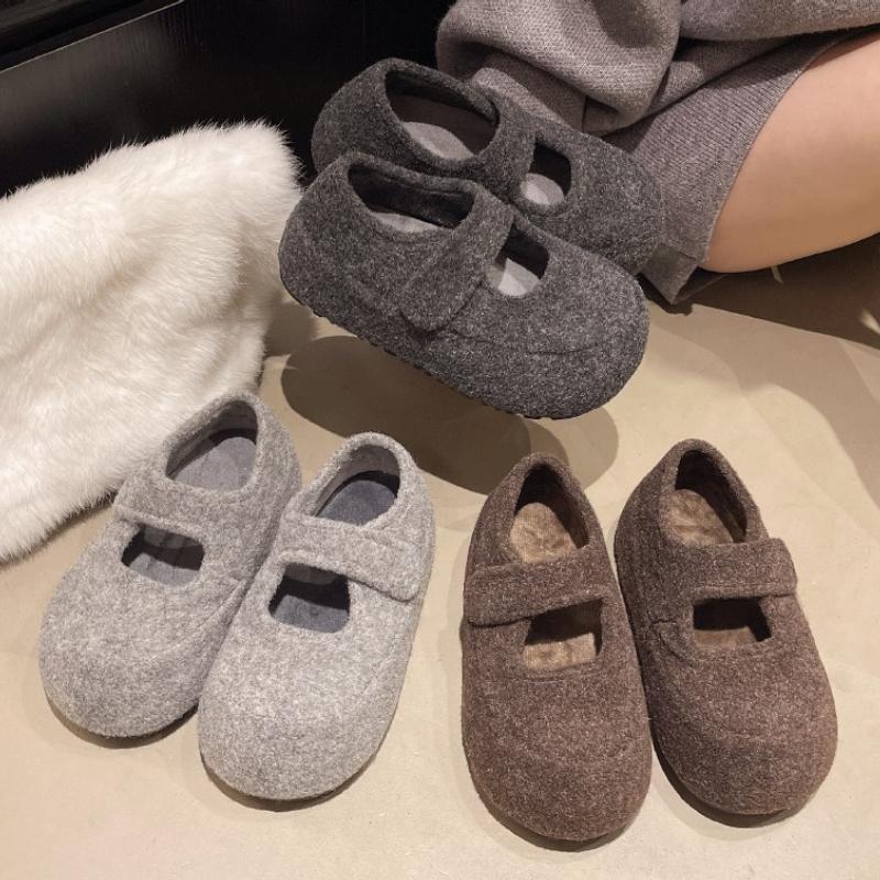Winter Chunky Loafer Shoes Women New Fleece Lined Warm Women Flats Shoes Comfortable Height Increase Female Cotton Shoes