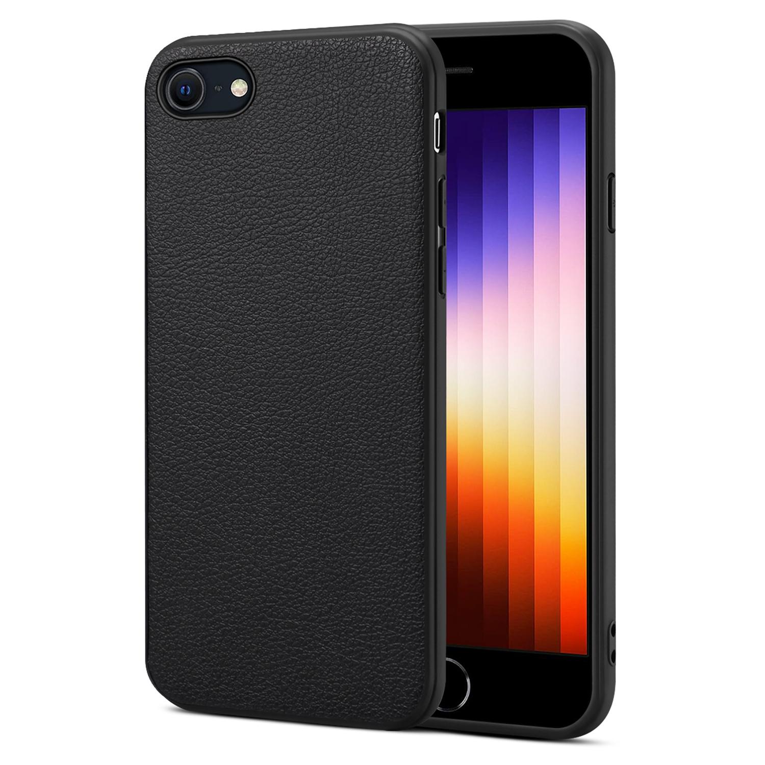 

Для iPhone 7 4,7 дюйма/8 4,7 дюйма/SE (2020)/СЕ (2022) Чехол для мобильного телефона Текстура теленка PC+TPU+Кожа ПУ Black