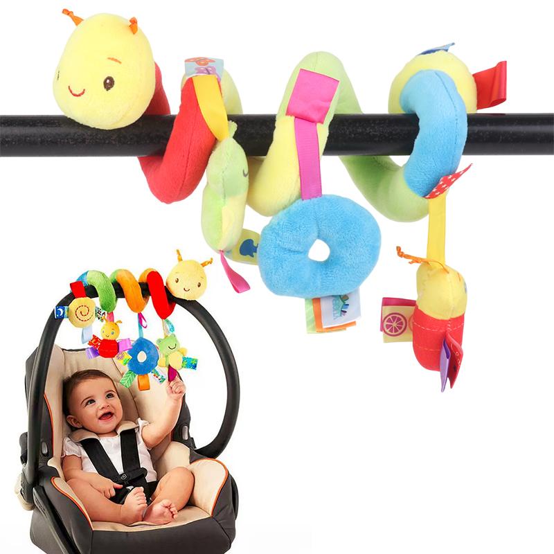 Plush Spiral Baby Toy for Stroller Crib Hanging Sensory Rattle Teether Interactive Newborn Comfort Early Learning Montessori