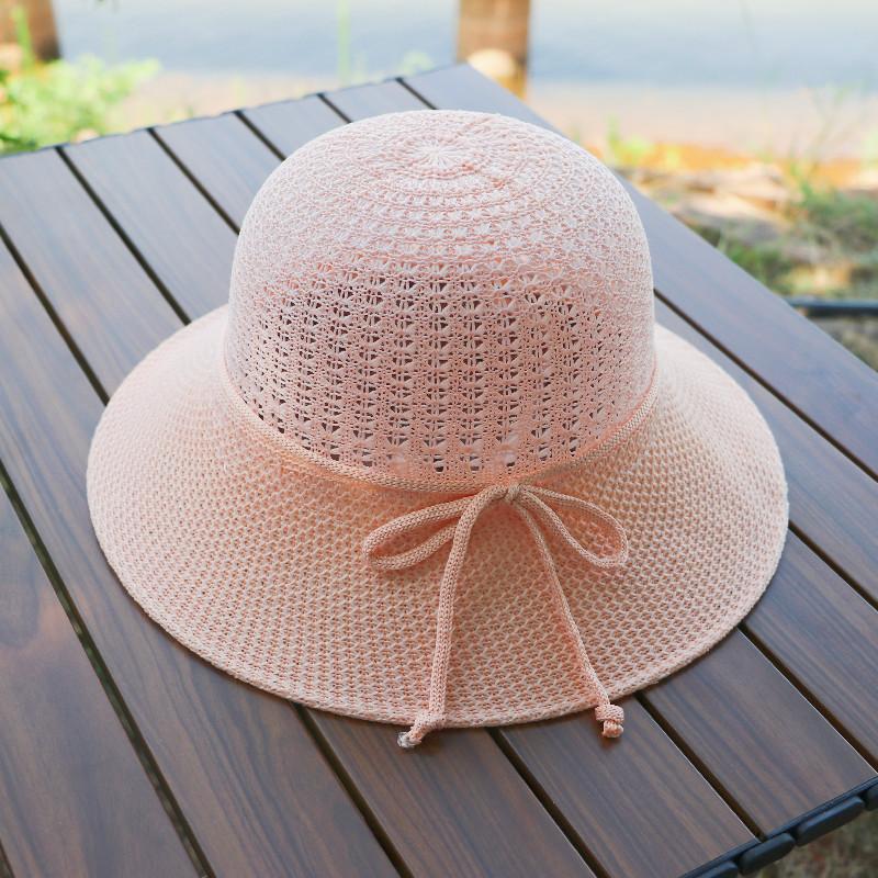 Summer Women's Sunshade Straw Hat Hat Bow Woven Bucket Hat Sun Protection and UV Protection Sun Hat