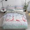 3D Flamingo Printed Bedding Set King Queen Size Cartoon Pink Animals Duvet Cover With Pillowcases 2/3pcs Polyester Quilt Cover