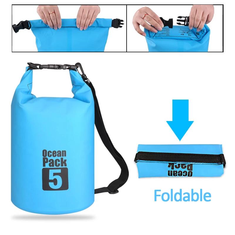 Pvc Outdoor Waterproof Storage Dry Bag 2L/5L/20L For Canoe Kayak Rafting Swimming Boating Fishing - Travel Kit Sack Backpack