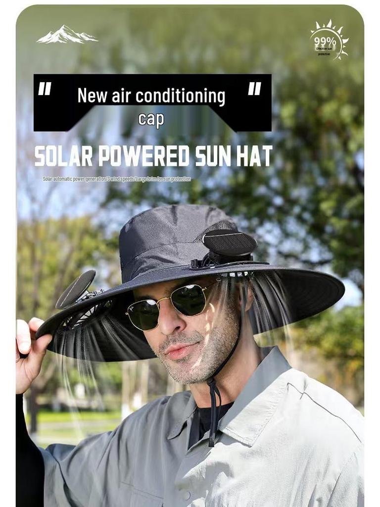 Men's Outdoor Wide Brim Sun Hat with UV Protection for Fishing