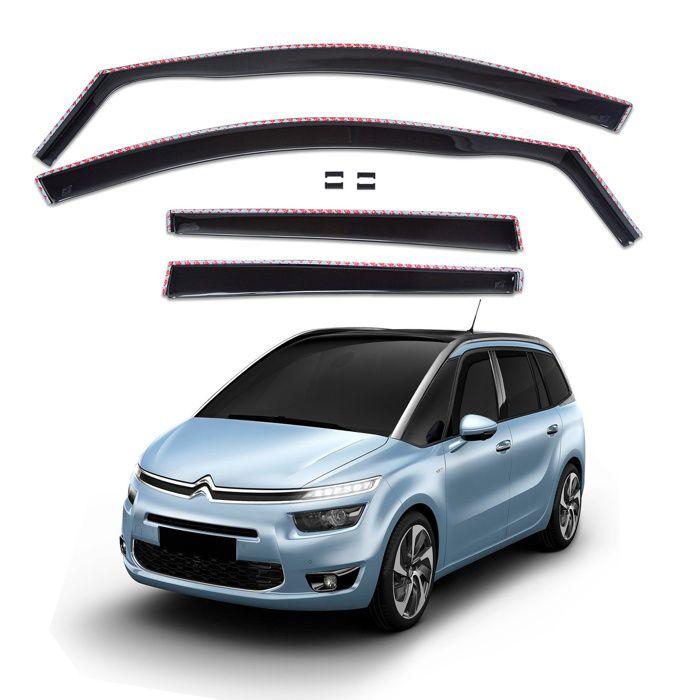 Wind deflectors - SCOUTT - Citroen C4 Grand Picasso - Getint - Eenvoudige installatie - Versterkt acryl