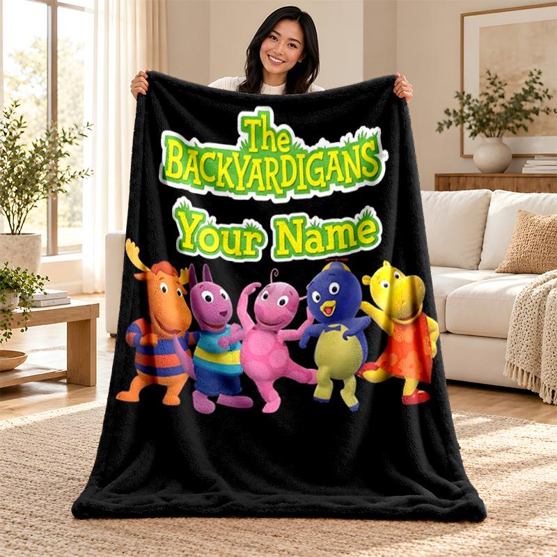 Backyardigans Custom Name Fleece Blanket Personalized Soft Cozy Throw Blanket Customized Gift for Birthday Christmas