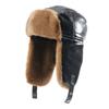 Unisex Winter PU-Leder Warmer Hut mit Fleece-Futter Winddichte Ohrenschützer Outdoor-Radkappe