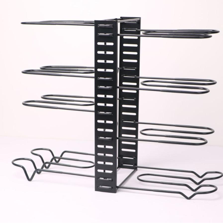 Dwustronny wieszak na garnki: Łatwy w montażu pionowy stojak z żelaznego drutu do przechowywania garnków i patelni