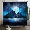 Waterproof Shower Curtain Set Moonlight Sea Starry Sky Scenery Bath Rug And Mats With Hooks Toilet Seat Cover Bathroom Decor