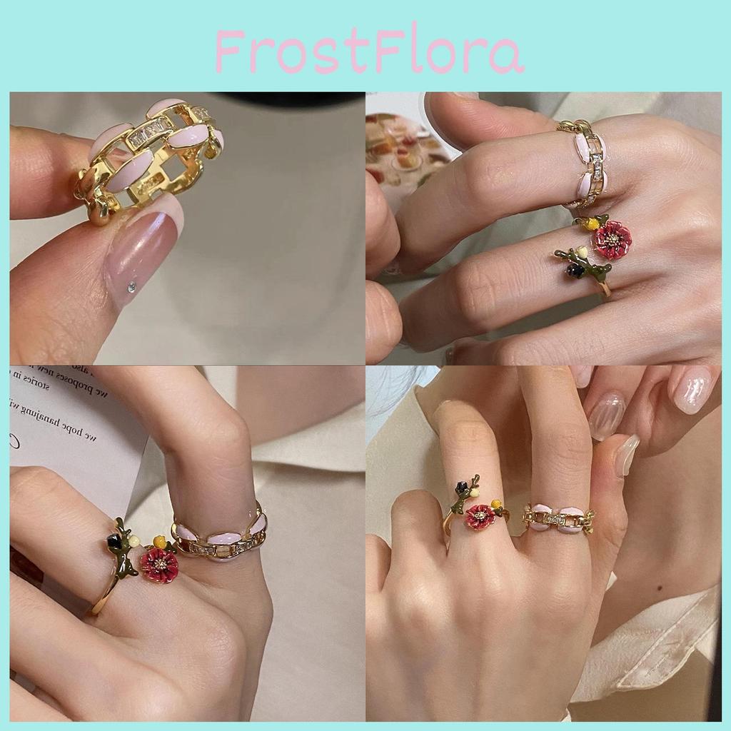 Vintage Floral Branch Ring For Women Stylish Geometric Design Adjustable Copper Jewelry