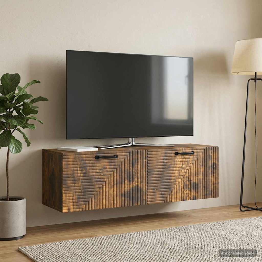 Wall Mounted TV Cabinet Smoked Oak 98 x 31 x 30 cm