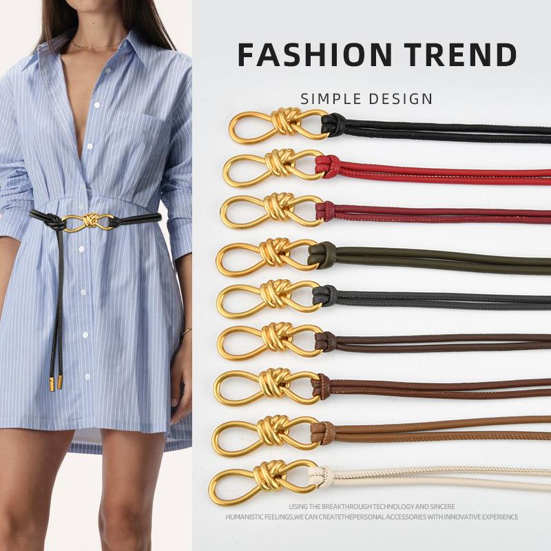 Korean Style Braided Waist Rope Women's Suit Dress Waist Dress High-end Accessories European and American Knotted Belt Girls