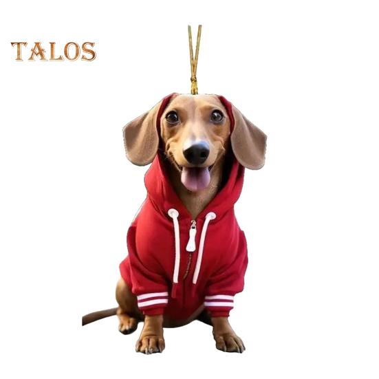 Adorno colgante de acrílico para coche con forma de perro, bonito adorno navideño para colgar en árboles, ventanas y puertas