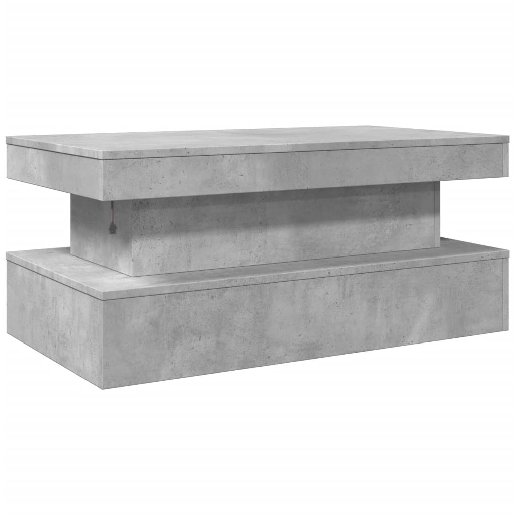 Coffee Table with LED Lights Concrete Grey 90 x 50 x 40 cm