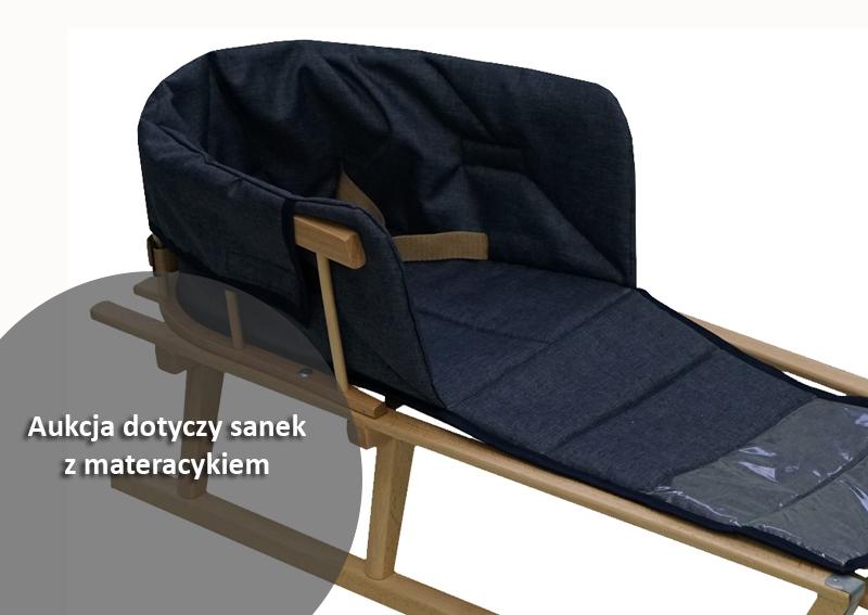 Wooden Sled With Backrest And Mattress For Children, Traditional, Solid Pl