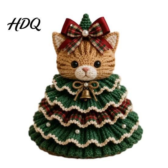 Decoración de Árbol de Navidad Hecha a Mano Kit de Ganchillo de Animales DIY Vaca de las Highlands Linda Paso a Paso Guía de Tejido Perro Salchicha Gato Kit de Manualidades para Principiantes Festivo