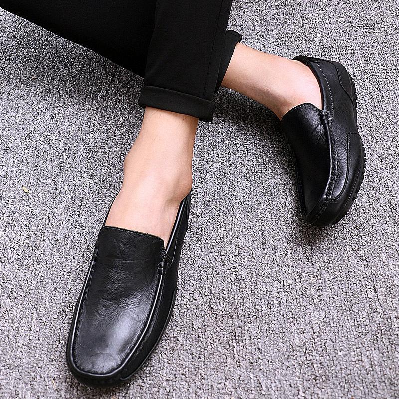 New men's casual shoes, leather shoes, large size soft-soled lazy Doudou shoes