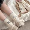 Ladies Autumn New AB Cute Embroidered Letter Puppy Wool In The Tube Pile Socks