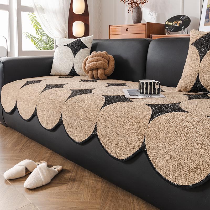 Nordic High-Grade Camellia Sofa Cushion Special-Shaped Irregular Sofa Seat Cushion Anti-Slip Cover Cloth