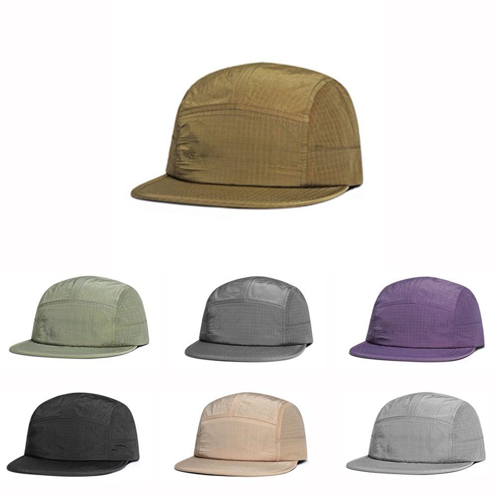 Versatile Japanese Style Flat-brimmed Baseball Cap Plaid Solid Color Hip-hop Hat Breathable Adjustable Quick Drying Cap Unisex