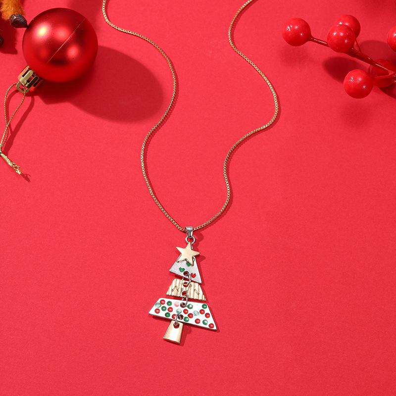 New Alloy Christmas Tree Long Earrings Women's Carnival Fashion Stud Earrings Necklace Holiday Ear Ornaments