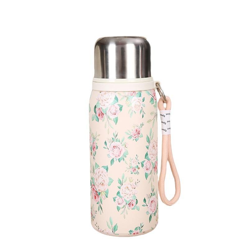 New Light Luxury Rose Thermos Cup Women's Water Cup High Appearance Level Stainless Steel Advanced Tea Cup