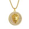2026 Trendy Full Rhinestone Lion Head Pendant Necklace – Elegant Long Titanium Steel Chain