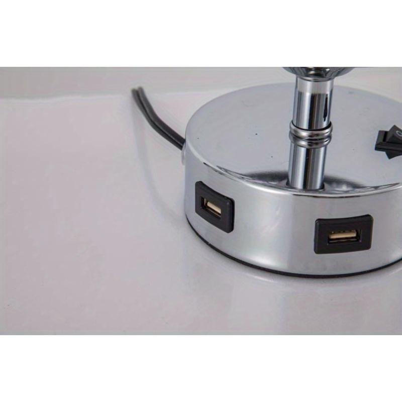 Nachttischlampe aus Kristallglas mit USB-Anschlüssen und Glühbirne – elegante Nachttischlampe für Schlafzimmer oder Büro – inklusive Glühbirne