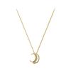 Hollow Zircon Moon Necklace, Small, Fresh, Simple, Stylish, Versatile, Collarbone Chain, Trendy for Women