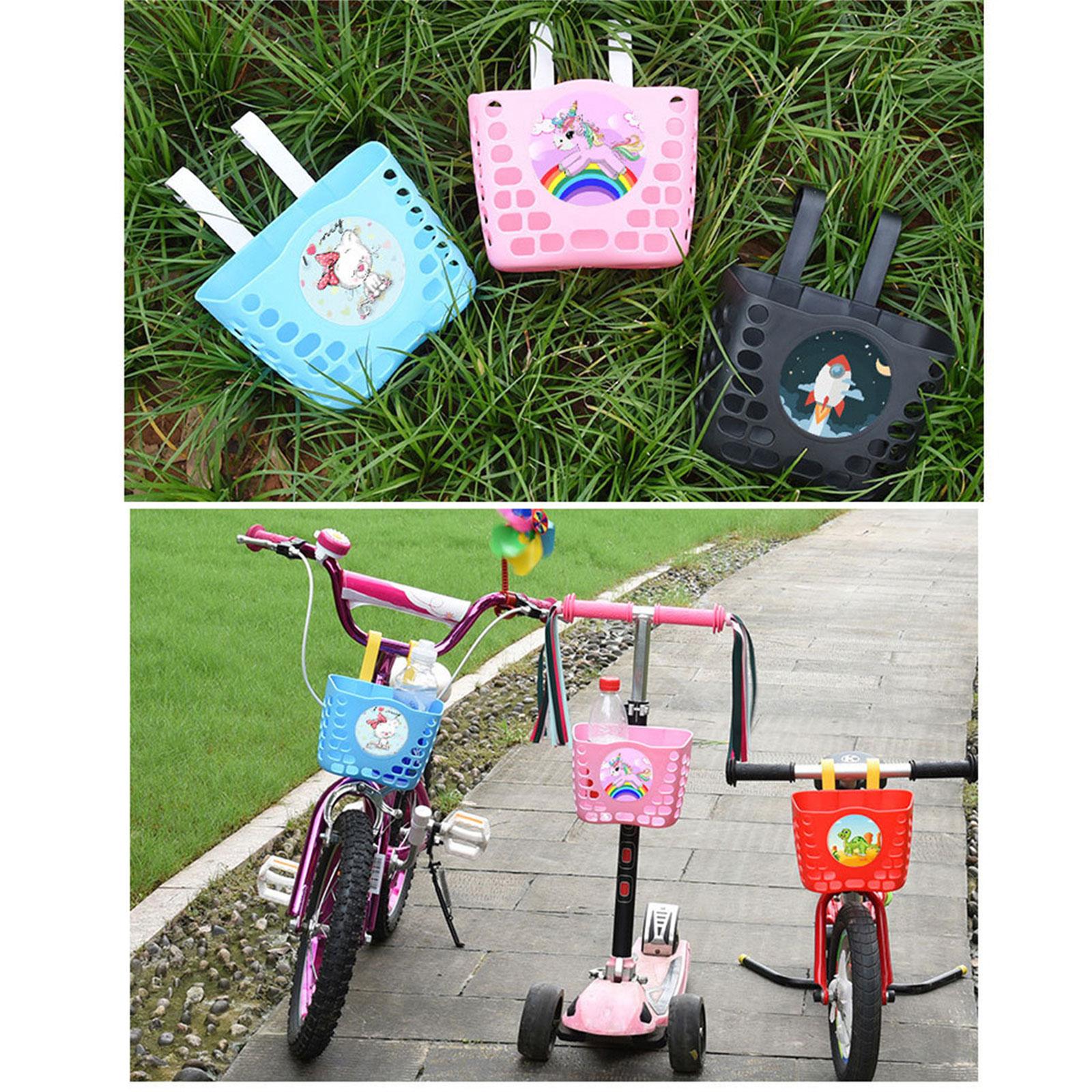 

Front Handlebar Waterproof Rear Bike Basket Plastic Bike Basket with Fasten Strap for Boys Girl Bicycles Wicker Basket білий