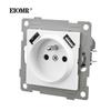 EIOMR EU Standard Wall Power Sockets White Crystal Glass Panel 16A Usb TV RJ45 Wall Switch Usb Outlets Module DIY for Round Box