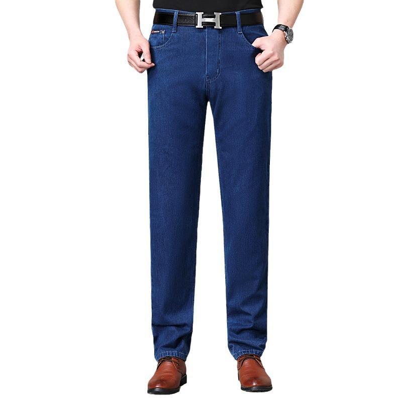 2026 Summer Men's Loose Straight-Leg Cotton Jeans - Middle-Aged Dad's Casual Wear