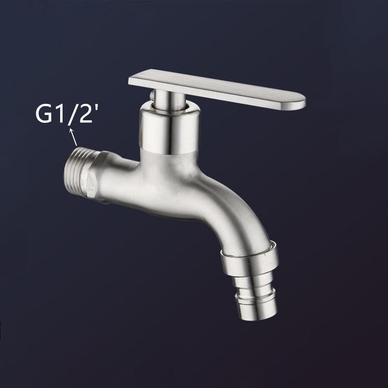 Wall Mount Stainless Steel Bibcock for Laundry Bathroom Garden Balcony Water Tap Faucet Compatible with Washing Machine