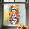 Bathroom Glass Static Clings Skeleton Undead Sticker, Waterproof PVC Decorative Decals, Durable Flexible Cut To Size Window Film for Autumn