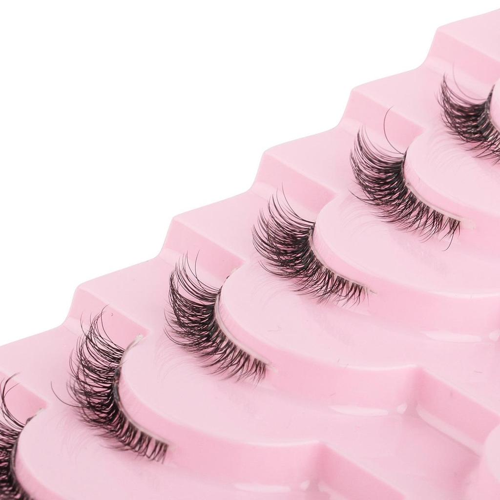 10 Pairs Transparent Band Half Eye Cat Eye False Eyelashes - 3D Layered, Natural, Thickening & Lengthening