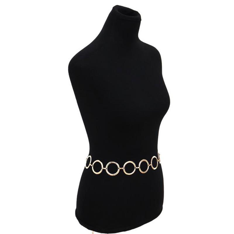 Womens Full Circle Metal Wide Chain Belt Waist Dress Adjusted Waistband