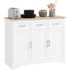 Modern Sideboard with 3 Drawers and 3 Doors in MDF and Chipboard with Adjustable Shelf, 101x39x82 cm, White