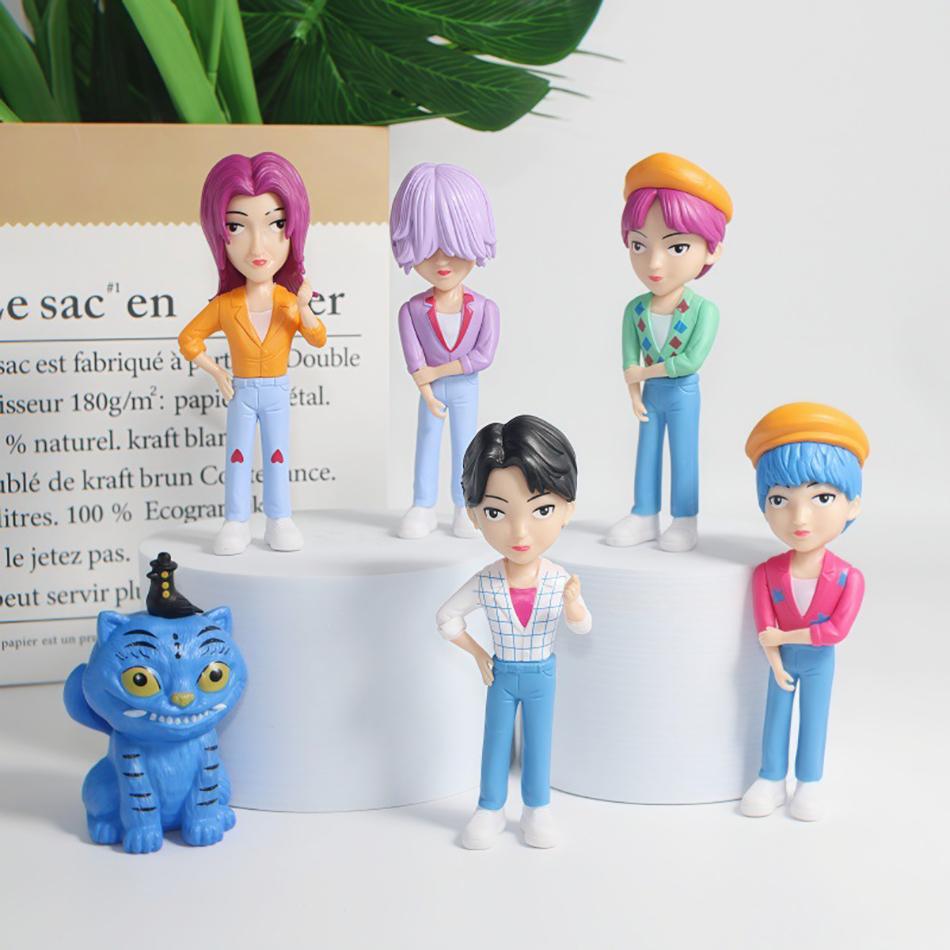 Q Version K-pop Figure 6Pcs/Set In Stock Saja Boys Creative Sculptures Desk Ornaments for Office Decoration Christmas Gift