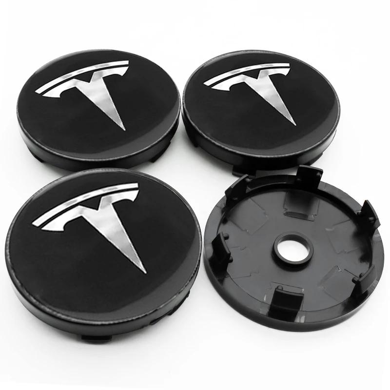 ALL1 4 Stück 56 60mm Auto Radnaben Kappe Reifenkappe 60mm Felgenabdeckung Aufkleber Abzeichen Emblem Zubehör Für Tesla Model 3 Model S X Model Y
