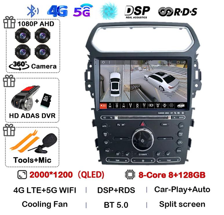 Android 14 Carplay Car Radio For Ford Explorer Smart 2011 2012 2013 2014 2015 2016 2017 2018 2019 Multimedia Player GPS Stereo