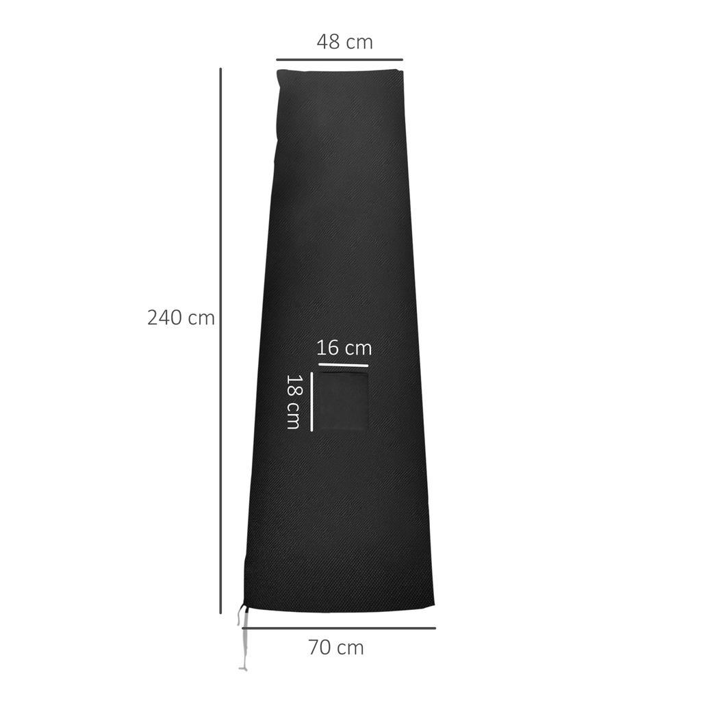 Garden Parasol Cover, Waterproof Outdoor Cantilever Banana Umbrella Protector, 300D Oxford Fabric, 240 X 48/70 Cm for 3 M Cantilever Parasol, Black