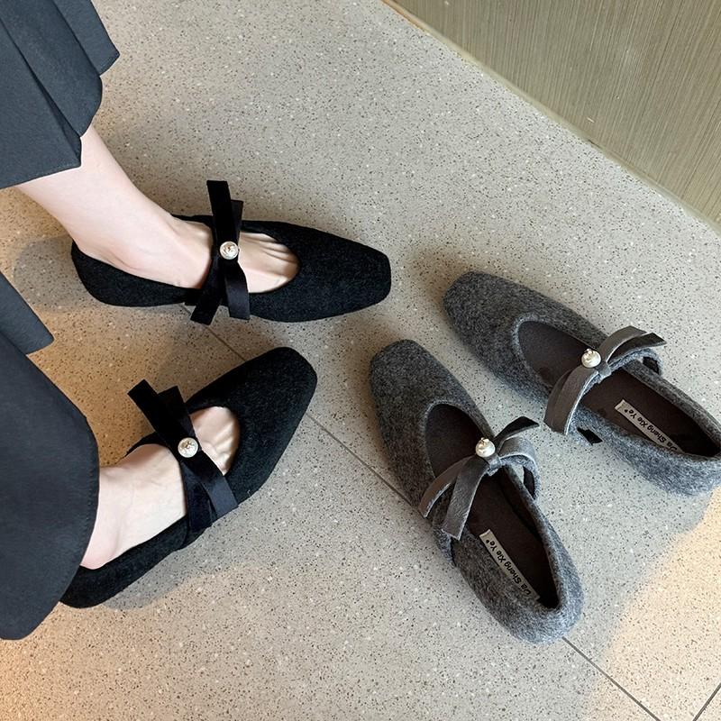 Fashion Winter Ladies Shoes Elegant Bowknot Versatile Women High Heel Shoes Wedding Party Mary Janes Fashion Causal Women's Dress Shoes