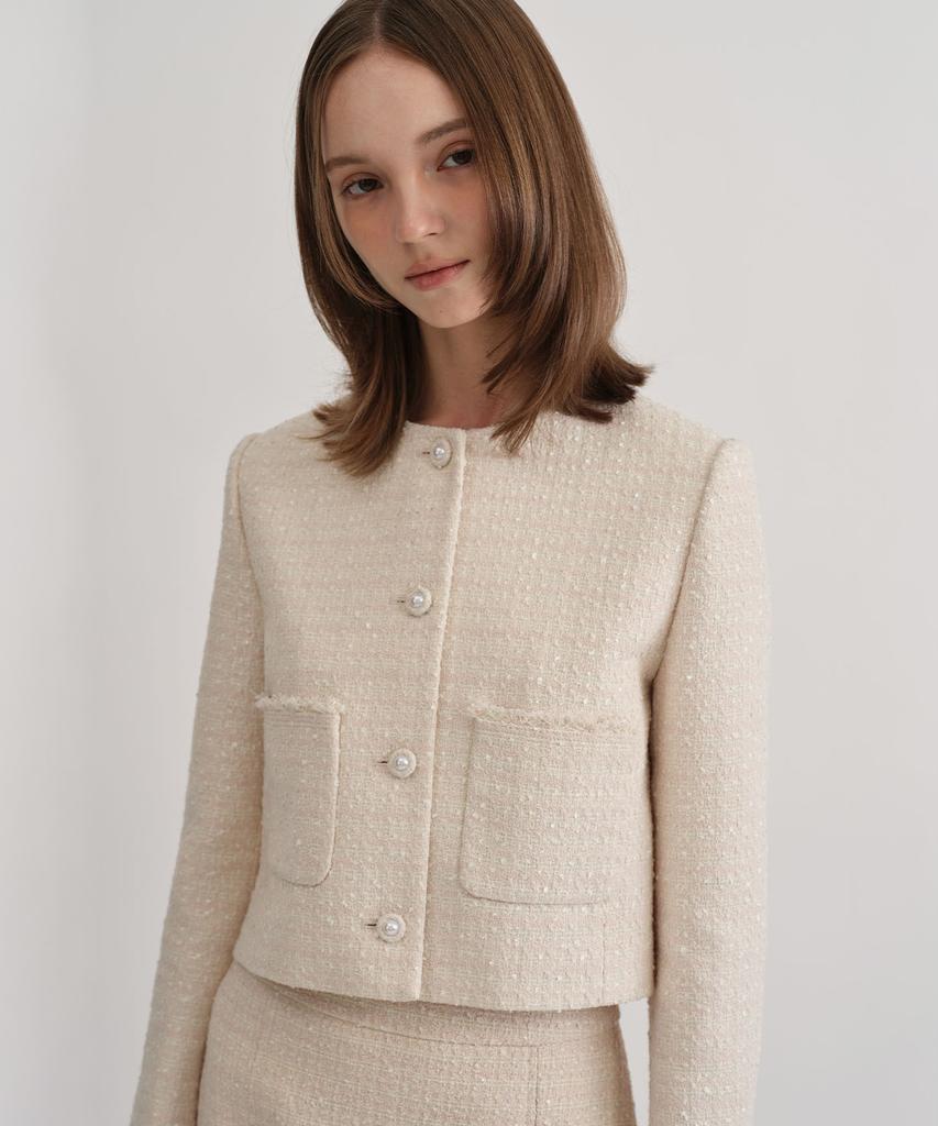 TOWAV Lemay Tweed Jacket_Pale Pink