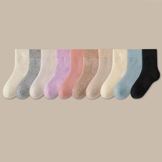 1 Pair Women Winter Socks Mid-tube Thickened Warm Soft Plush No Odor Solid Color High Elasticity Anti-slip Sweat-absorption Anti-shrink Sports Socks