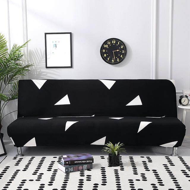 Black Geometric Folding Sofa Bed Case Living Sofa Cases Elastic Spandex Stretchdouble Seat Case Slipcovers For Living Room Area Geometric Print