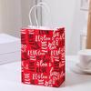 Valentine's Day Bags with Handle Heart Bags Wrap for Valentine's Day Wedding Birthday Paper Bag, A