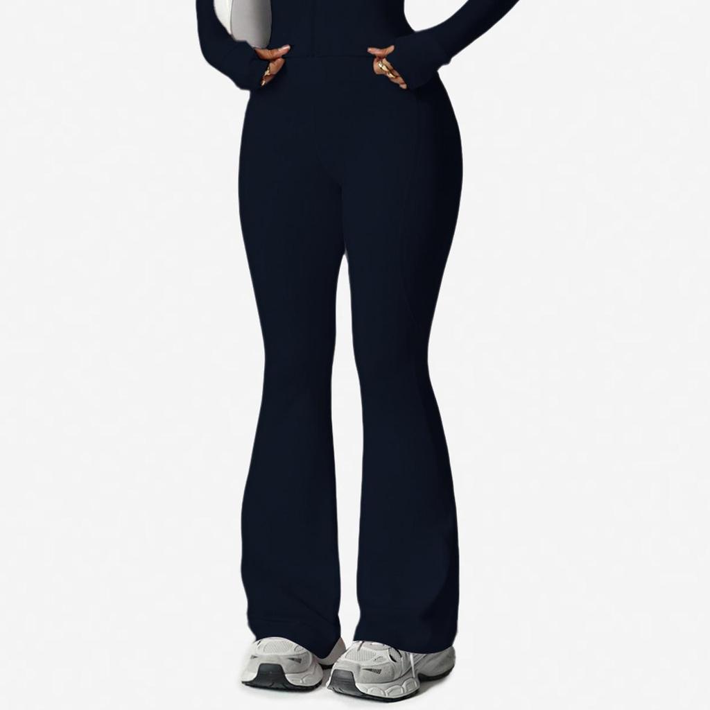 Waist-Cinching Yoga Set: Long-Sleeve Jacket & Butt-Lifting Micro-Flare Pants - Women's Sportswear for Autumn/Winter.