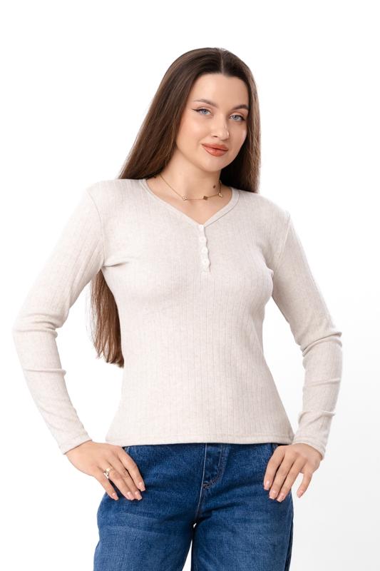 Women's Ribbed Angora Long Sleeve Top with Buttons, Demi-season 8454-088 HC